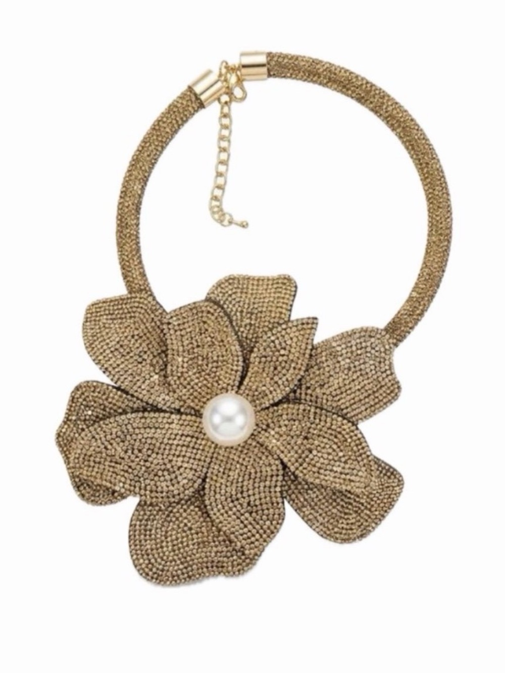 NWT ⚜️🤎⚜️ NWT Natasha Gold Toned Crystal Floral Statement Necklace